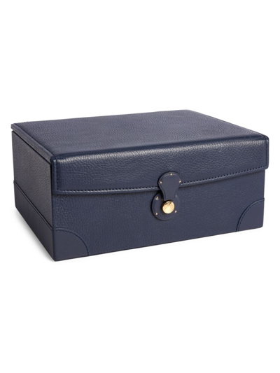 Shop Ralph Lauren Ryan Pebbled Leather Desk Box In Navy