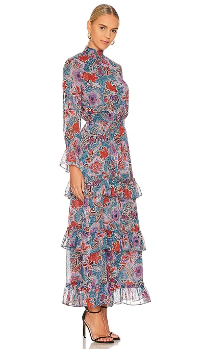 Shop Misa Bethany Dress In Cerulean Flora