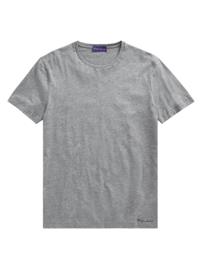 Shop Ralph Lauren Purple Label Men's Short-sleeve Crewneck Cotton Tee In Grey Heather