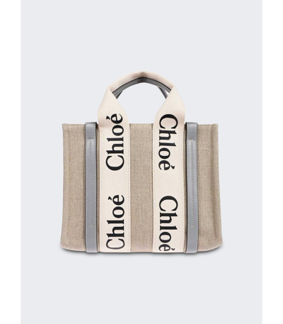 Shop Chloé Small Woody Tote Bag White And Blue In Multi