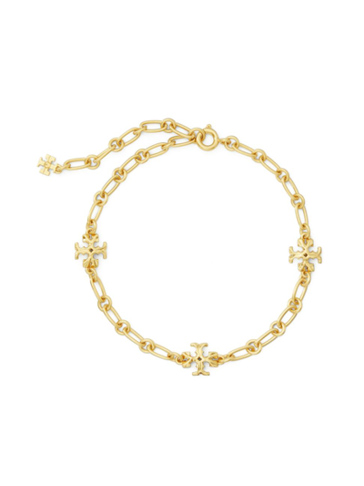 Shop Tory Burch Women's Roxanne 18k Gold-plated Chain Delicate Bracelet In Rolled Tory Gold
