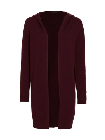 Shop Saks Fifth Avenue Women's Collection Hooded Longline Cardigan In Wine