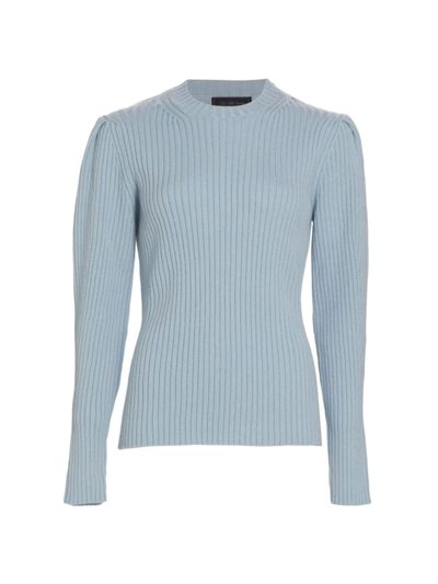 Shop Saks Fifth Avenue Women's Collection Rib-knit Wool-blend Sweater In Ashley Blue