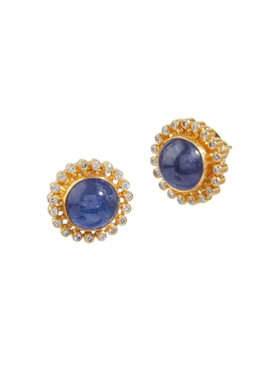 Shop Gurhan Women's Luxe 24k Yellow Gold, Tanzanite, & 0.684 Tcw Diamond Stud Earrings