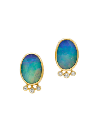 Shop Gurhan Women's Elements 24k Yellow Gold, Ethiopian Opal, & 0.29 Tcw Diamond Earrings
