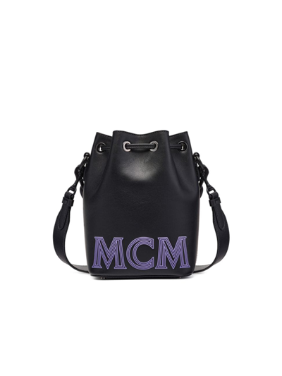 Shop Mcm Women's Logo Bucket Bag In Beetroot Purple