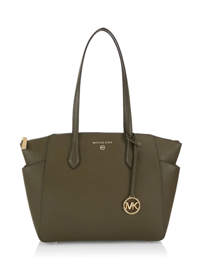 Shop Michael Michael Kors Women's Marilyn Leather Tote In Olive