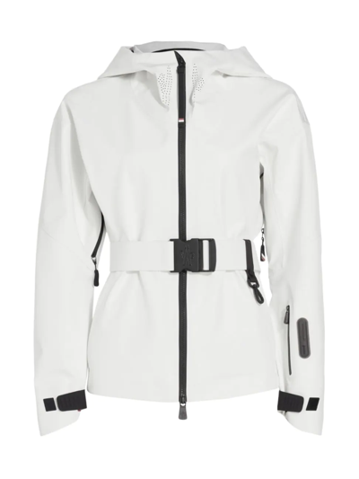 Shop Moncler Women's Grenoble Teche Belted Hooded Jacket In White