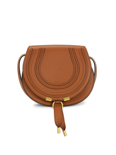 Shop Chloé Women's Mini Marcie Leather Saddle Bag In Tan