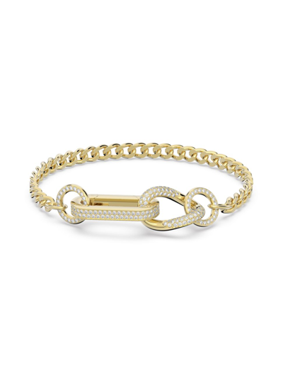 Shop Swarovski Women's Dextera Goldtone-plated & Crystal Mixed Link Bracelet