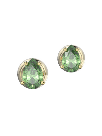 Shop Swarovski Women's Stilla Goldtone & Pear-cut Crystal Stud Earrings In Green