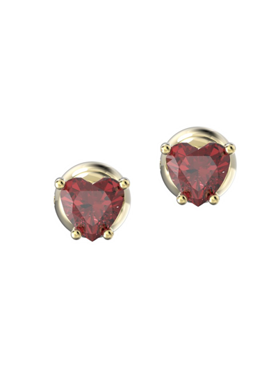 Shop Swarovski Women's Stilla Goldtone & Crystal Heart Stud Earrings In Red