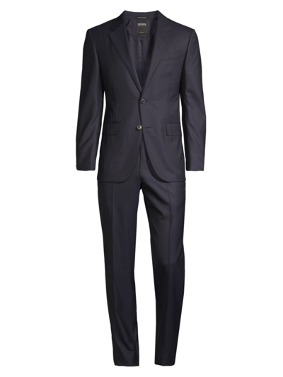 Shop Zegna Men's Wool Single-breasted Suit In Navy
