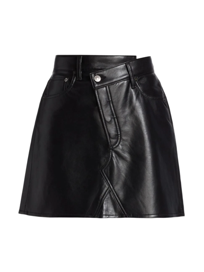 Shop Agolde Women's Asymmetric Leather-blend Miniskirt In Detox