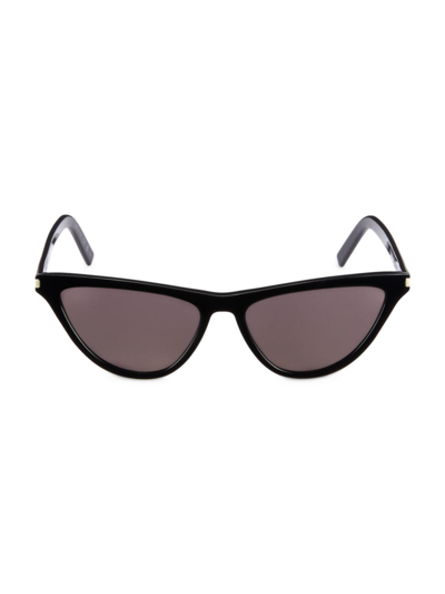 Shop Saint Laurent Women's Slim Acetate 56mm Cat Eye Sunglasses In Black