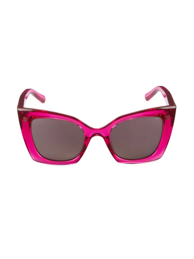 Shop Saint Laurent Women's Ultra Cat-eye 51mm Cat-eye Injection Sunglasses In Pink
