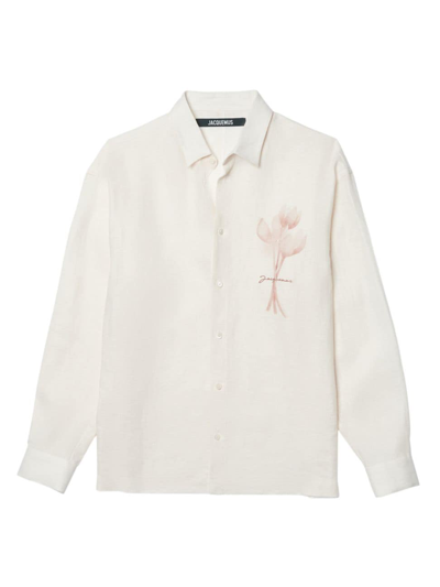 Shop Jacquemus Men's La Chemise Baou Button-up Shirt In Print Tulip