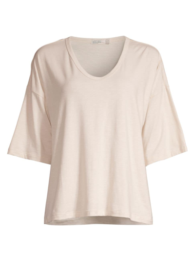 Shop Barefoot Dreams Women's Slub Jersey V-neck Boxy T-shirt In Almond