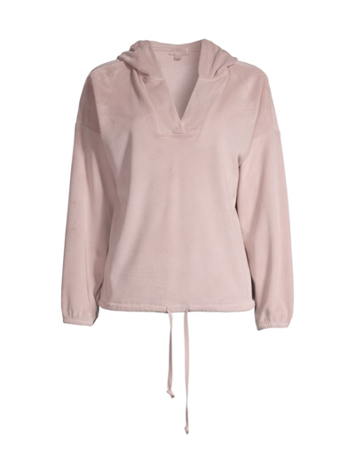 Shop Barefoot Dreams Women's Luxechic Drawstring Hoodie In Faded Rose