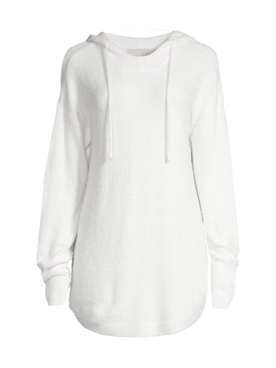 Shop Barefoot Dreams Women's Cozychic Ultra Lite Shirttail Hooded Pullover In Pearl