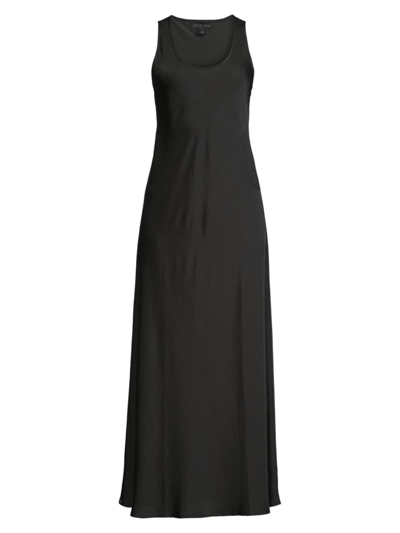 Shop Barefoot Dreams Women's Washed Satin Long Tank Dress In Black