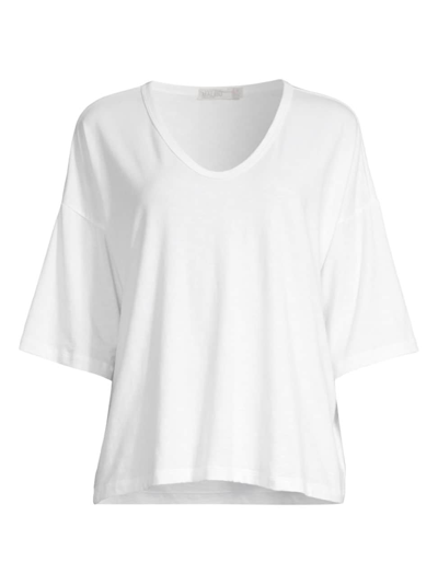 Shop Barefoot Dreams Women's Slub Jersey V-neck Boxy T-shirt In White