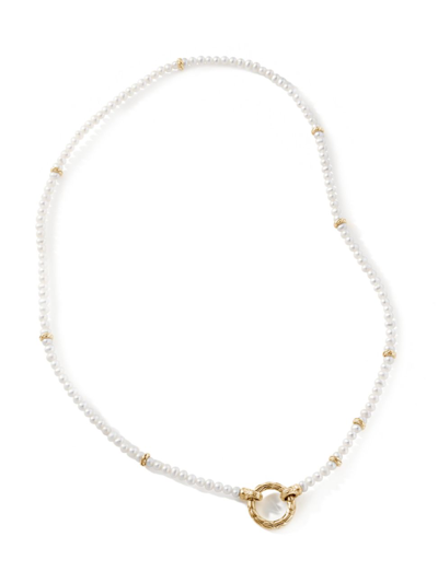 Shop John Hardy Women's 18k Yellow Gold & 3-3.5mm Cultured Freshwater Pearl Necklace In White