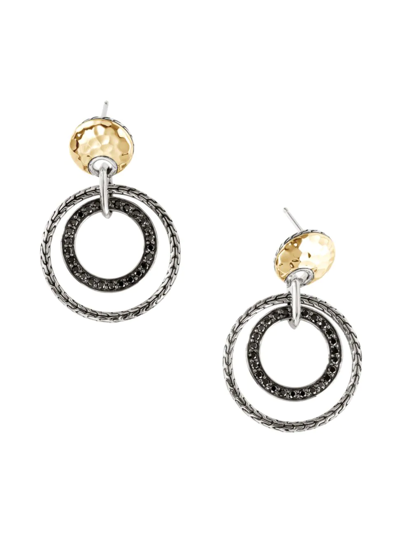 Shop John Hardy Women's Sterling Silver, 18k Yellow Gold, Sapphire, & Spinel Double-hoop Drop Earrings In Twotone