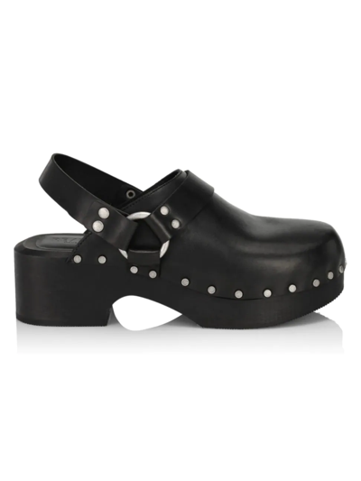 Shop Re/done Women's 70s Studded Leather Slingback Clogs In Black