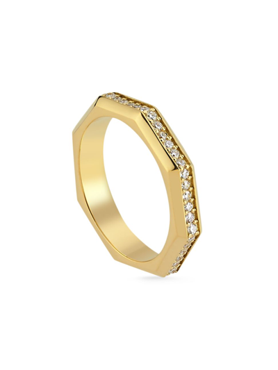 Shop Ascher Women's Luminescence 18k Gold & Diamond Polished Celestial Ring In Yellow Gold