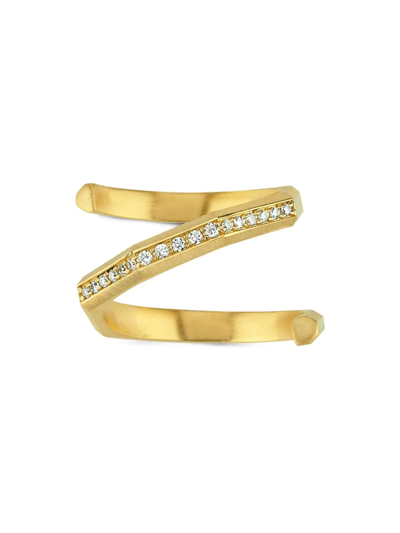 Shop Ascher Women's Luminescence 18k Gold & Diamond Brushed Hypnosis Ring In Yellow Gold
