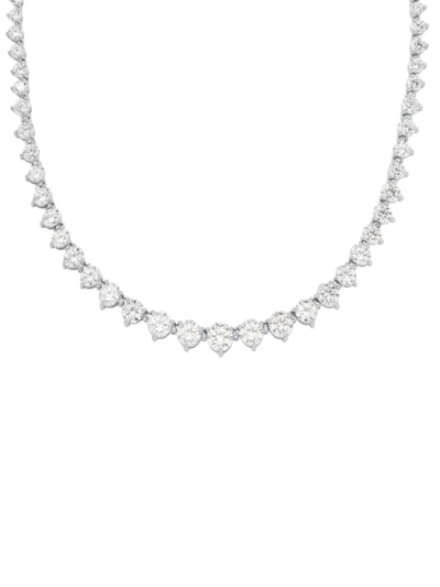 Shop Michael Kors Women's Premium Sterling Silver & Cubic Zirconia Graduated Tennis Necklace In White
