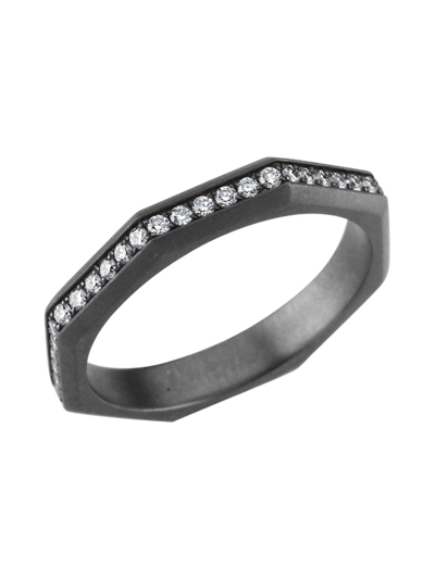 Shop Ascher Women's Luminescence Black Rhodium-plate & Diamond Brushed Celestial Ring