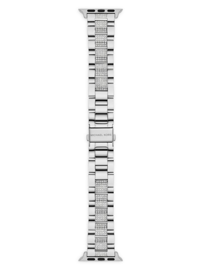 Shop Michael Kors Women's Stainless Steel Pavé Apple Watch Bracelet/20mm In Silver