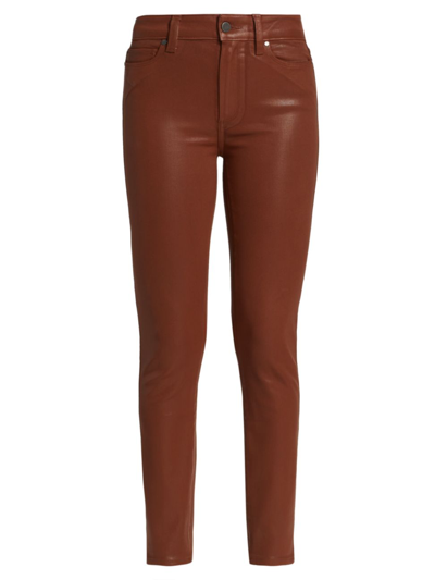 Shop Paige Women's Hoxton High-rise Coated Skinny Ankle Jeans In Burgundy Dust Luxe Coating