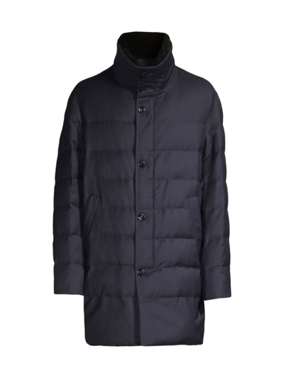 Shop Gorski Men's Quilted Wool Parka With Shearling Lamb In Navy