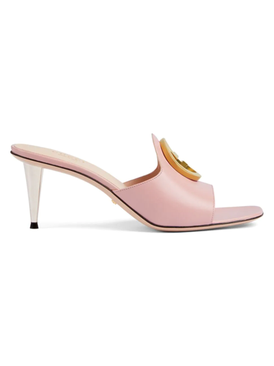 Shop Gucci Women's Blondie Gg 65 Open-toe Heeled Mules In Mystic White