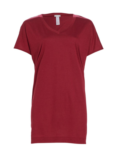 Shop Hanro Women's Laura Short-sleeve Shirt In Burgundy