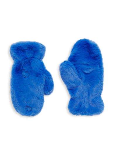 Shop Apparis Women's Coco Lightweight Faux Fur Flip-top Mittens In Azure Blue