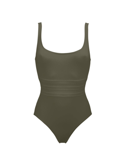 Shop Eres Women's Asia Low-back Roundneck One-piece Swimsuit In Olive Noire