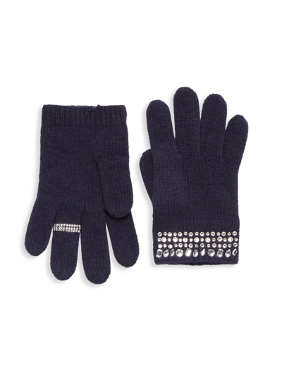 Shop Carolyn Rowan Collection Girl's Carolyn Rowan X Stephanie Gottlieb Jeweled Cashmere Gloves In Navy