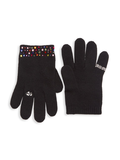 Shop Carolyn Rowan Collection Girl's Carolyn Rowan X Stephanie Gottlieb Jeweled Cashmere Gloves In Black Rainbow