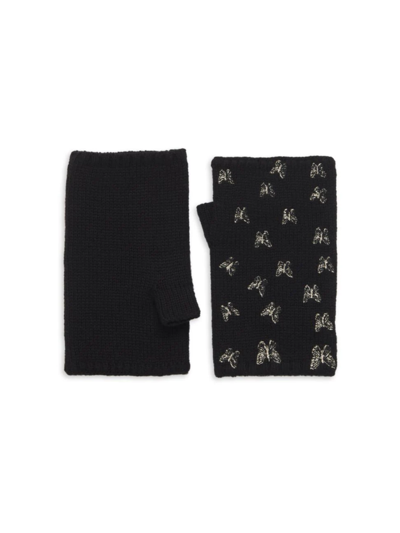 Shop Carolyn Rowan Collection Girl's Carolyn Rowan X Stephanie Gottlieb Embroidered Merino Gloves In Black
