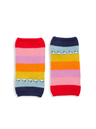 Shop Carolyn Rowan Collection Girl's Carolyn Rowan X Stephanie Gottlieb Rainbow Striped Wool Fingerless Gloves In Rainbow Stripes