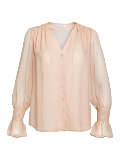 Shop Santorelli Women's Plata Gauze Button-front Shirt In Blush