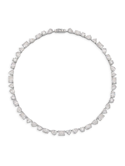Shop Adriana Orsini Women's Glitz Sterling Silver & Cubic Zirconia Collar Necklace In Rhodium