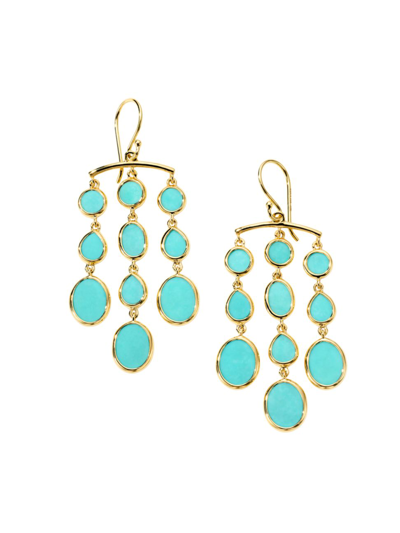 Shop Ippolita Women's Polished Rock Candy 18k Yellow Gold & Turquoise Small Chandelier Earrings