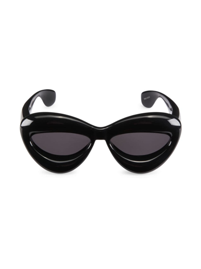 Shop Loewe Women's 55mm Cat-eye Sunglasses In Shiny Black
