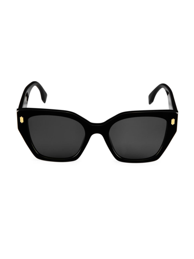 Shop Fendi Women's  Bold 54mm Square Sunglasses In Shiny Black