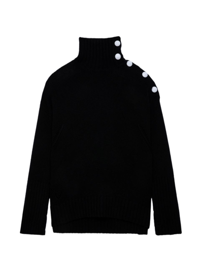 Shop Zadig & Voltaire Women's Alma Cashmere Turtleneck Sweater In Noir